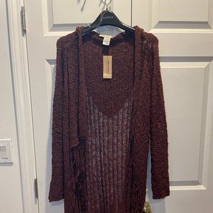 American Rag longline sweater with fringe, size XL, NWT